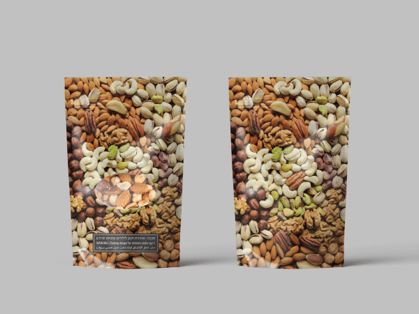 שקיות אלומיניום לפיצוחים דויפק עומדות 14*21 עם חלון